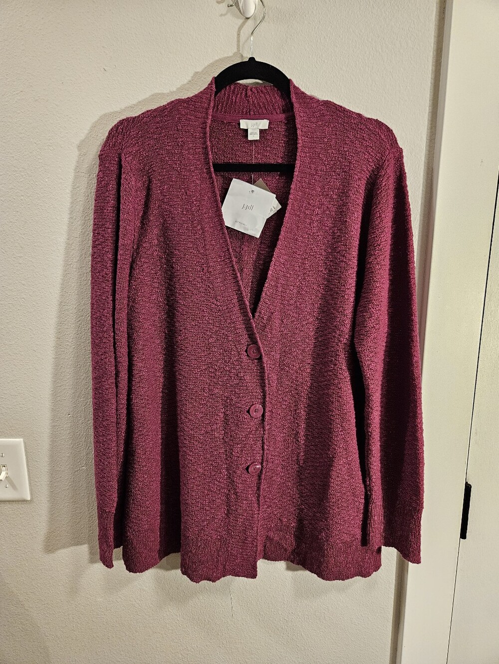 J.Jill Textured Knit V-neck Button Front Cardigan Sweater Women Size Large New